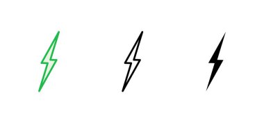 Şimşek simgesi ayarlandı. Elektrik ikon vektörü. Güç simgesi. enerji işareti