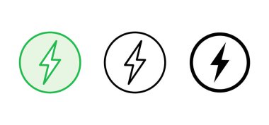 Güç simgesi ayarlandı. Güç Düğmesi Simgesi. Elektrik gücü.