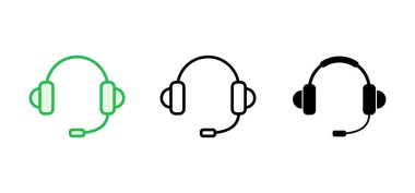 Kulaklık ikonu ayarlandı. Headvector simgesi simgeleri