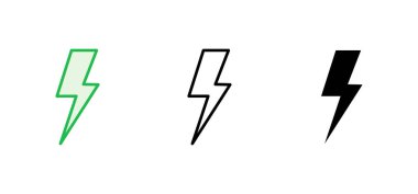 Şimşek simgesi ayarlandı. Elektrik ikon vektörü. Güç simgesi. enerji işareti