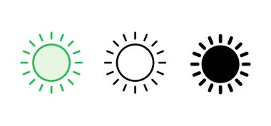Güneş ikonu ayarlandı. Parlaklık Simgesi vektörü