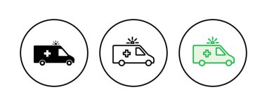 Ambulans simgesi hazır. Ambulans kamyonu ikon vektörü. Ambulans arabası