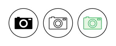 Kamera simgesi ayarlandı. Fotoğraf makinesi simgesi. kamera fotoğrafçılık simgesi.