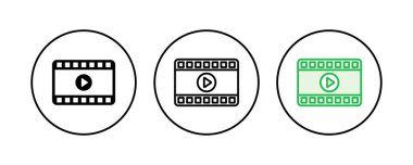 Video simgesi seti. Video kamera ikon vektörü. Film tabelası. Sinema