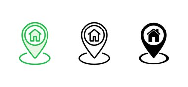 Adres simgesi ayarlandı. ev konumu simge vektörü