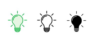 Lamba simgesi ayarlandı. Ampul simgesi vektörü. fikir sembolü.