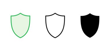 Kalkan simgesi ayarlandı. Koruma ikonu vektörü. Güvenlik vektör simgesi