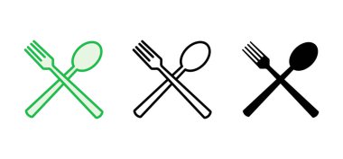 kaşık ve çatal ikonu seti. kaşık, çatal ve bıçak ikonu vektörü. restoran simgesi