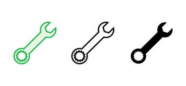 Anahtar simgesi seti. Simge vektörünü onar. araçlar simgesi vektörü