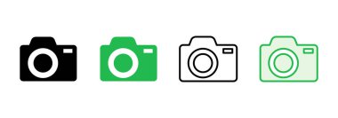Kamera simgesi ayarlandı. Fotoğraf makinesi simgesi. kamera fotoğrafçılık simgesi.