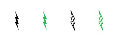 Şimşek simgesi ayarlandı. Elektrik ikon vektörü. Güç simgesi. enerji işareti