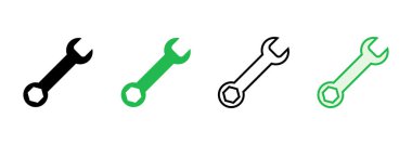 Anahtar simgesi seti. Simge vektörünü onar. araçlar simgesi vektörü