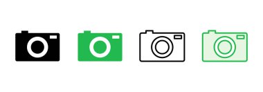Kamera simgesi ayarlandı. Fotoğraf makinesi simgesi. kamera fotoğrafçılık simgesi.