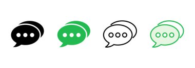 Sohbet simgesi ayarlandı. Konuşma balonu ikonu. Yorum simgesi vektörü. Mesaj var. Bizimle irtibata geç