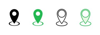 Pin simgesi ayarlandı. Konum simgesi vektörü. hedef simgesi. harita iğnesi