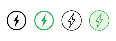 Güç simgesi ayarlandı. Güç Düğmesi Simgesi. Elektrik gücü.