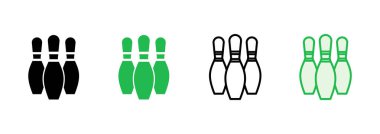 Bowling ikonu seti. Bowling topu ve iğne simgesi. Bowling lobutları