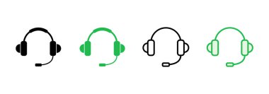 Kulaklık ikonu ayarlandı. Headvector simgesi simgeleri