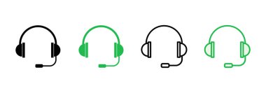 Kulaklık ikonu ayarlandı. Headvector simgesi simgeleri