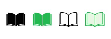 Kitap simgesi ayarlandı. Kitap simgesi vektörünü aç. Kitap simgesi