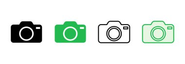 Kamera simgesi ayarlandı. Fotoğraf makinesi simgesi. kamera fotoğrafçılık simgesi.