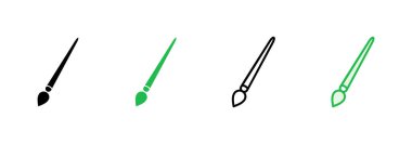 Boya simgesi seti. boya fırçası ikon vektörü. boyama silindiri vektörü