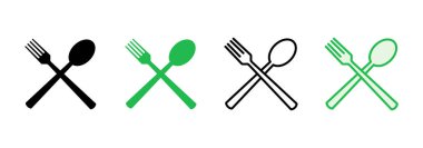 kaşık ve çatal ikonu seti. kaşık, çatal ve bıçak ikonu vektörü. restoran simgesi