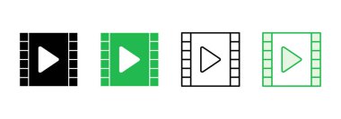 Video simgesi seti. Video kamera ikon vektörü. Film tabelası. Sinema
