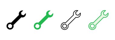 Anahtar simgesi seti. Simge vektörünü onar. araçlar simgesi vektörü