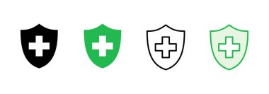 Sağlık sigortası ikonu seti. Sigorta sağlık belgesi simgesi