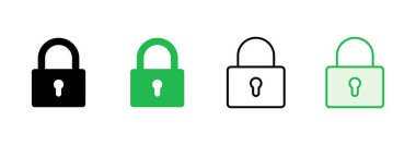 Kilit simgesi ayarlandı. Asma kilit ikon vektörü. Şifreleme simgesi. Güvenlik sembolü