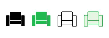 Koltuk simgesi ayarlandı. kanepe ikonu çizimi