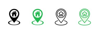 Adres simgesi ayarlandı. ev konumu simge vektörü