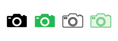 Kamera simgesi ayarlandı. Fotoğraf makinesi simgesi. kamera fotoğrafçılık simgesi.