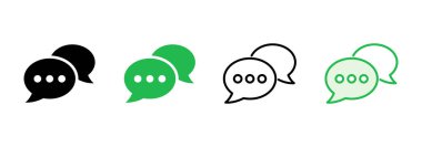 Sohbet simgesi ayarlandı. Konuşma balonu ikonu. Yorum simgesi vektörü. Mesaj var. Bizimle irtibata geç