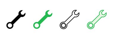 Anahtar simgesi seti. Simge vektörünü onar. araçlar simgesi vektörü