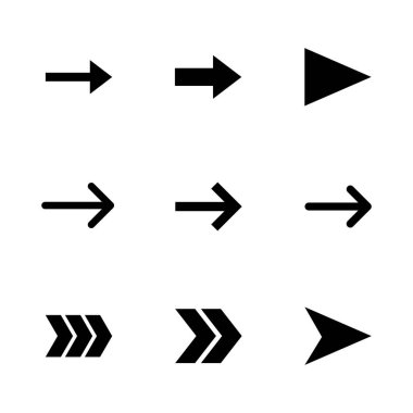 Ok simgesi ayarlandı. Ok sembolü. Web tasarımınız için ok işareti.