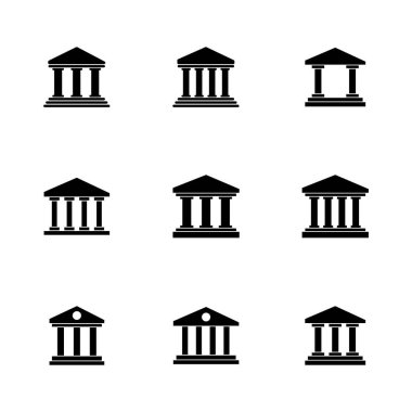 Banka simgesi seti. Banka vektör simgesi, müze, üniversite