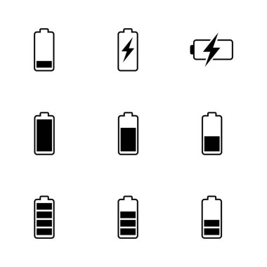Batarya simgesi ayarlandı. Şarj seviyesi. pil yükleme simgesi