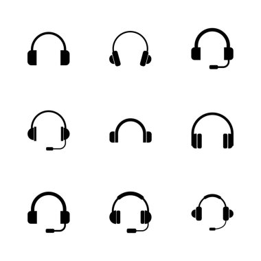 Kulaklık ikonu ayarlandı. Headvector simgesi simgeleri