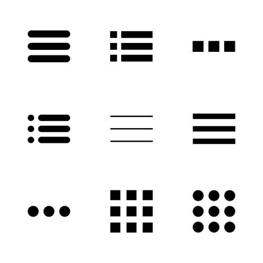Menü Simgesi ayarlandı. Web menü simgesi. Hamburger menüsü sembolü