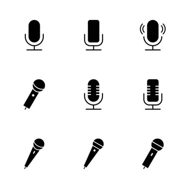 Mikrofon simgesi ayarlandı. karaoke simgesi vektörü