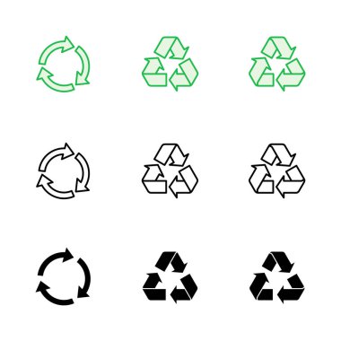 Geri dönüşüm simgesi seti. Vektör simgesi geri dönüşümü.