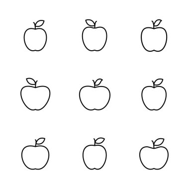 Elma simgesi seti. Elma vektör simgesi. Web tasarımınız için elma sembolleri.