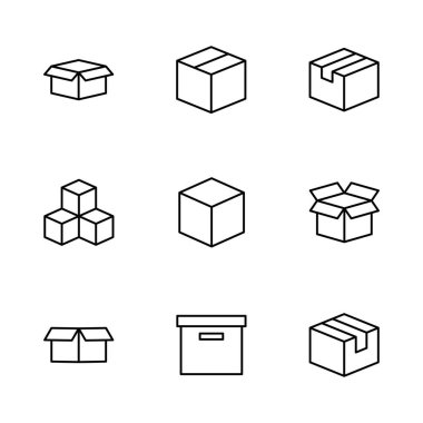 Kutu simgesi seti. kutu vektör simgesi, paket, paket