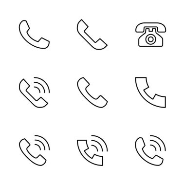 Simge seti. Telefon simgesi vektörü. Telefon simgesi vektörü. Bizimle irtibata geç 