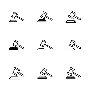 Gavel simgesi hazır. Yargıç Tokmak ikon vektörü. Kanun simgesi vektörü. Açık arttırma çekici