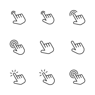 El tıklama simgesi seti. işaret simgesi vektörü. el imleç simgesi vektörü