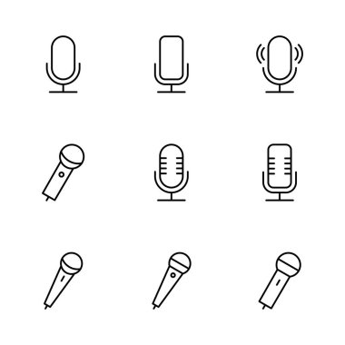 Mikrofon simgesi ayarlandı. karaoke simgesi vektörü
