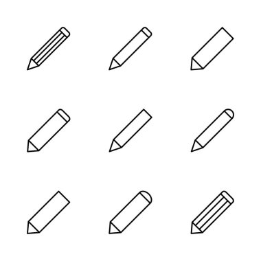 Kalem simgesi seti. kalem sembolü. Simge vektörünü düzenle